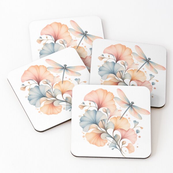 Item preview, Pastel Ginkgo & Dragonfly – Delicate Watercolor Botanical Art designed and sold by BLUEFOX05.