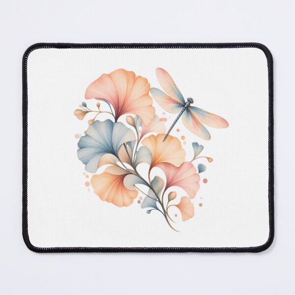 Item preview, Pastel Ginkgo & Dragonfly – Delicate Watercolor Botanical Art designed and sold by BLUEFOX05.