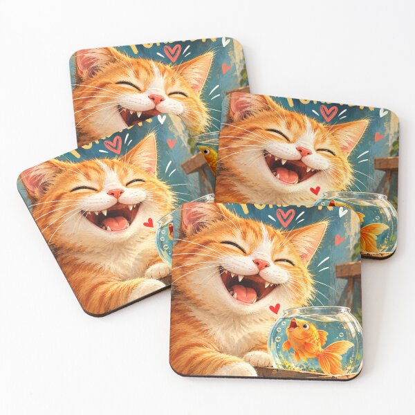 Item preview, Orange Cat Friends Forever | Cute Cat and Goldfish Friendship Gift designed and sold by AbstractAuraArt.
