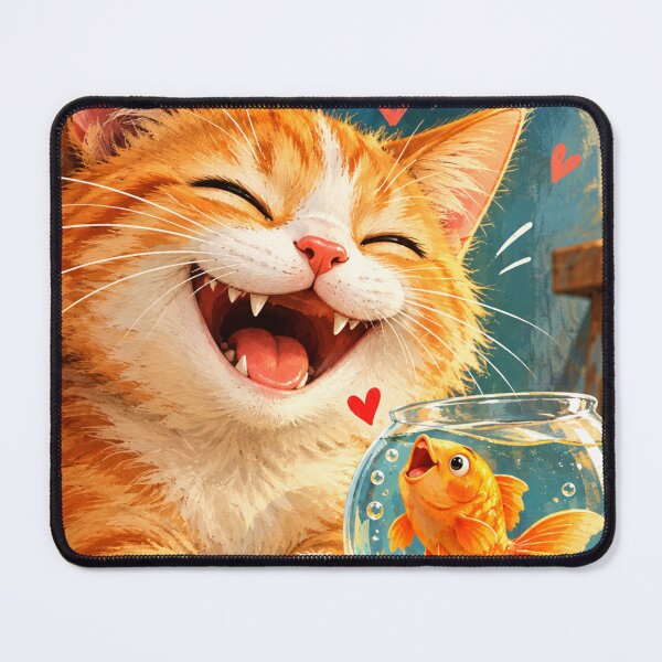 Item preview, Orange Cat Friends Forever | Cute Cat and Goldfish Friendship Gift designed and sold by AbstractAuraArt.