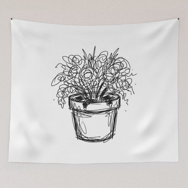 Item preview, Anxious Scribble Houseplant Messy Plant Doodle Art designed and sold by Fine-Arts-Lab.