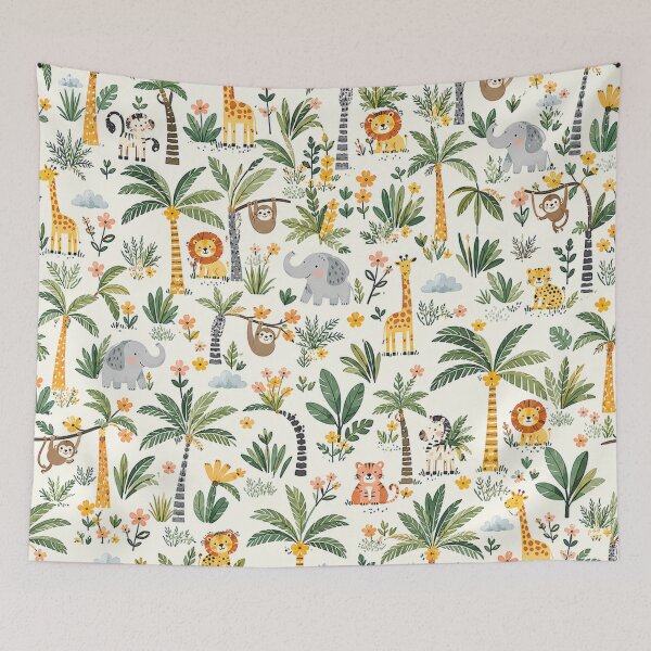 Item preview, Cute Jungle Safari Seamless Pattern | Giraffe Elephant Lion Kids Bedding & Nursery Decor designed and sold by Atum&Art.