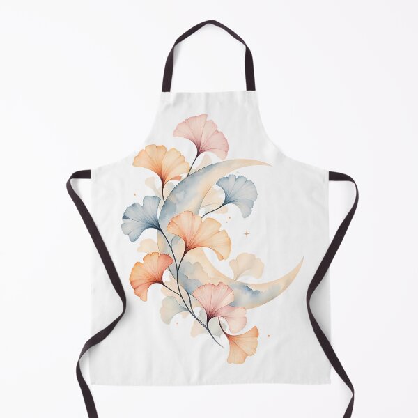 Item preview, Ginkgo Moon – Pastel Watercolor Crescent & Botanical Leaves designed and sold by BLUEFOX05.
