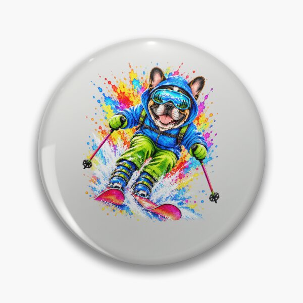 Item preview, French Bulldog skiing designed and sold by DIGOR shop.