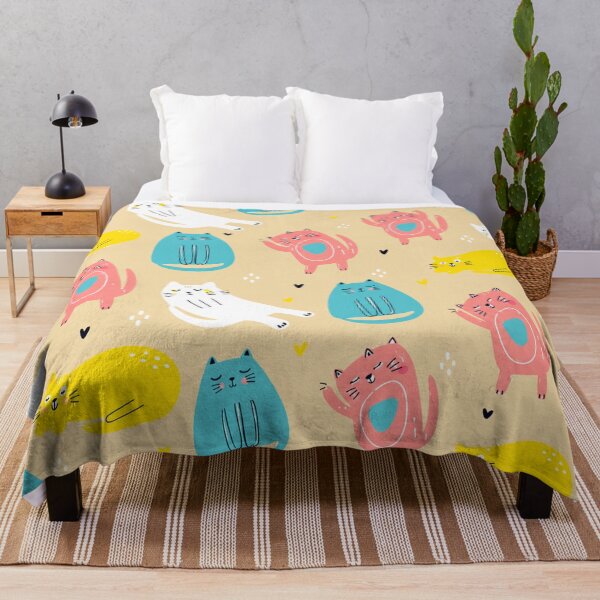 Item preview, Cute Cat Seamless Pattern | Colorful Kawaii Cats Kids Bedding & Nursery Decor designed and sold by Atum&Art.