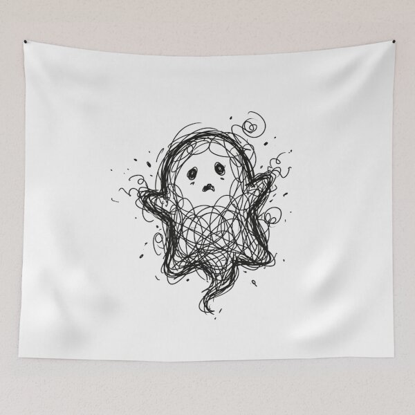 Item preview, Funny Anxious Scribble Ghost Chaotic Overthinking Doodle Art designed and sold by Fine-Arts-Lab.