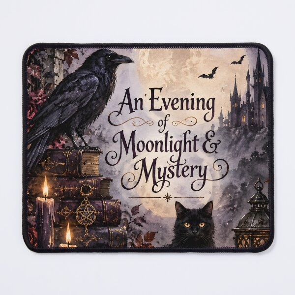 Item preview, An Evening of Moonlight & Mystery – Gothic Halloween Raven and Black Cat designed and sold by blankTeeShirt.