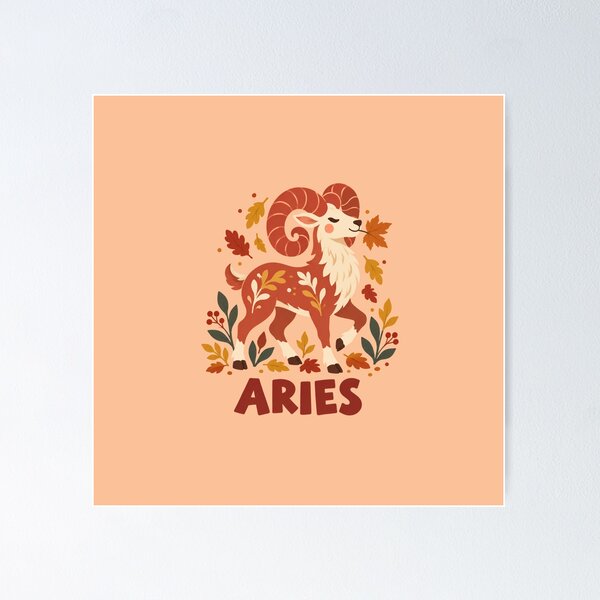 Item preview, Zodiac Sign Pastel Folk Art | Astrology Birthday Gift | Cute Horoscope Design - Aries designed and sold by Backsay.