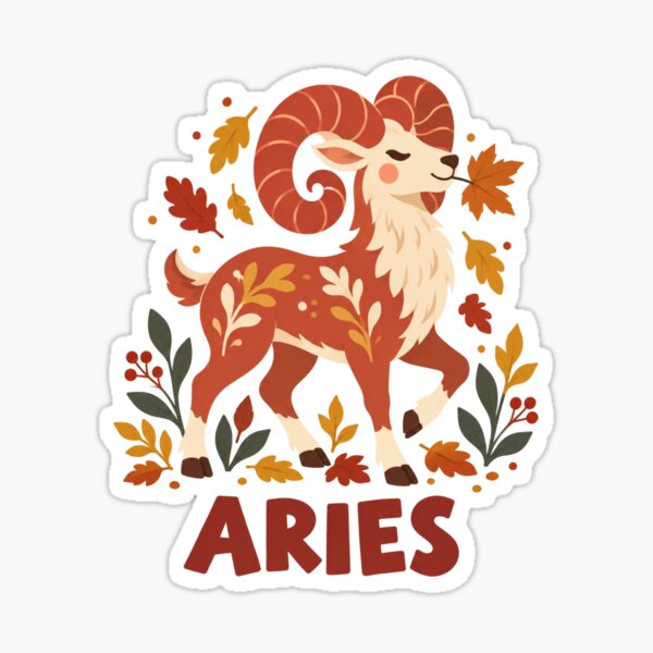 Aperçu de l'œuvre Zodiac Sign Pastel Folk Art | Astrology Birthday Gift | Cute Horoscope Design - Aries créée et vendue par Backsay.