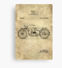 Antique Motorcycle blueprint patent drawing plan from 1919, Industrial farmhouse Canvas Print