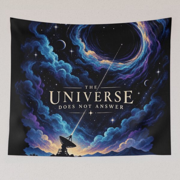 Item preview, The Universe Does Not Answer Space Art - Cosmic Radio Telescope Design | Redbubble    designed and sold by AstroPal28.