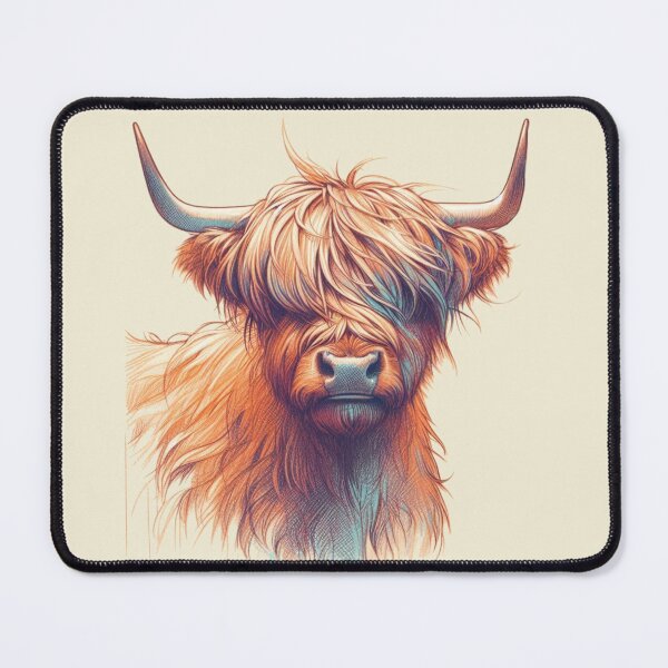Item preview, Scottish Highland Cow Abstract Retro Sketch designed and sold by MaedK.