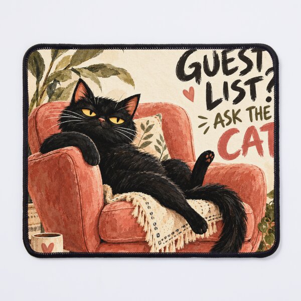Item preview, Guest List? Ask the Cat | Funny Black Cat Owner Introvert Gift designed and sold by AbstractAuraArt.