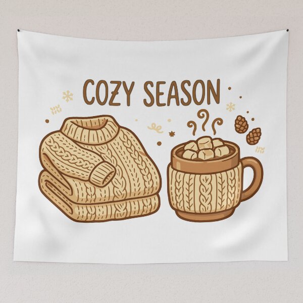 Item preview, Cozy Season Sweater And Hot Cocoa Marshmallow Fall Winter Hygge Aesthetic designed and sold by Billium Halder.