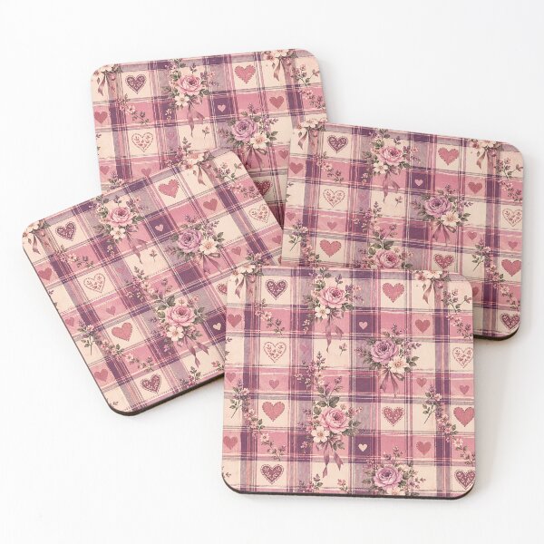 Item preview, Pink Rose Plaid Pattern | Romantic Cottagecore Floral Hearts Aesthetic designed and sold by TheStephanieRome.