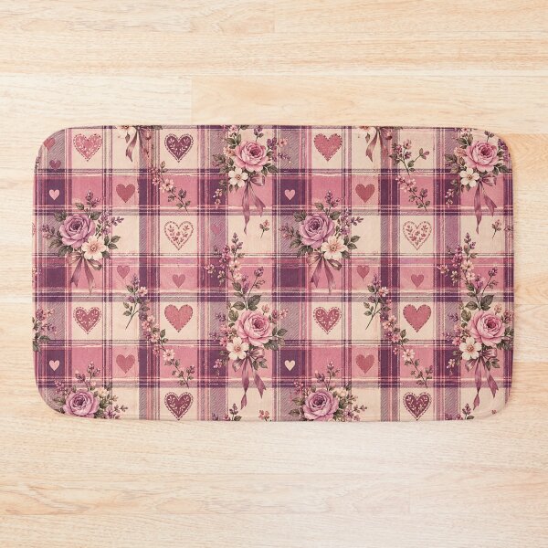 Item preview, Pink Rose Plaid Pattern | Romantic Cottagecore Floral Hearts Aesthetic designed and sold by TheStephanieRome.