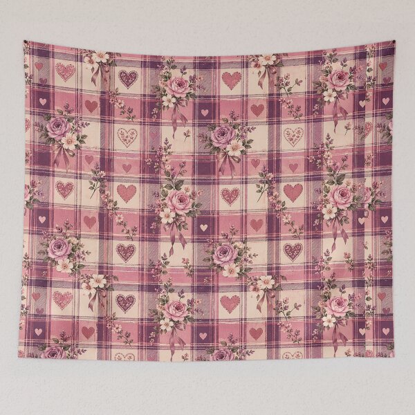 Item preview, Pink Rose Plaid Pattern | Romantic Cottagecore Floral Hearts Aesthetic designed and sold by TheStephanieRome.