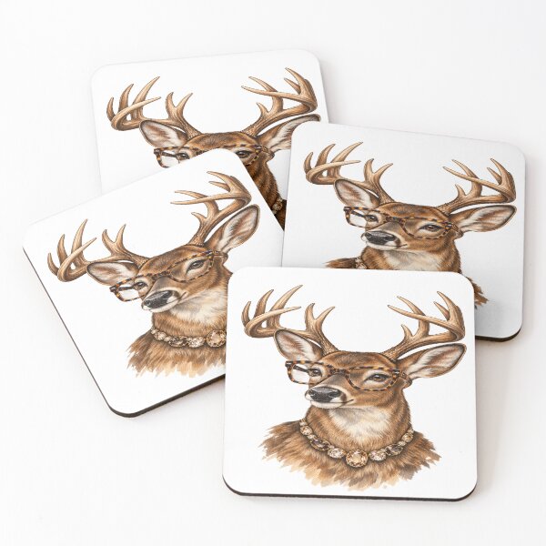 Item preview, Deer With Glasses Funny Stylish Deer Antlers Portrait designed and sold by OUICHA.