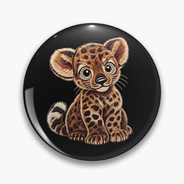 Item preview, Cute Leopard Cub Embroidery – Big Eyes Spotted Wild Cat Design designed and sold by Emoji Emblems.