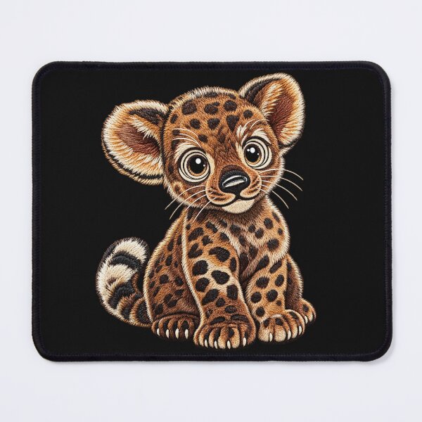 Item preview, Cute Leopard Cub Embroidery – Big Eyes Spotted Wild Cat Design designed and sold by Emoji Emblems.