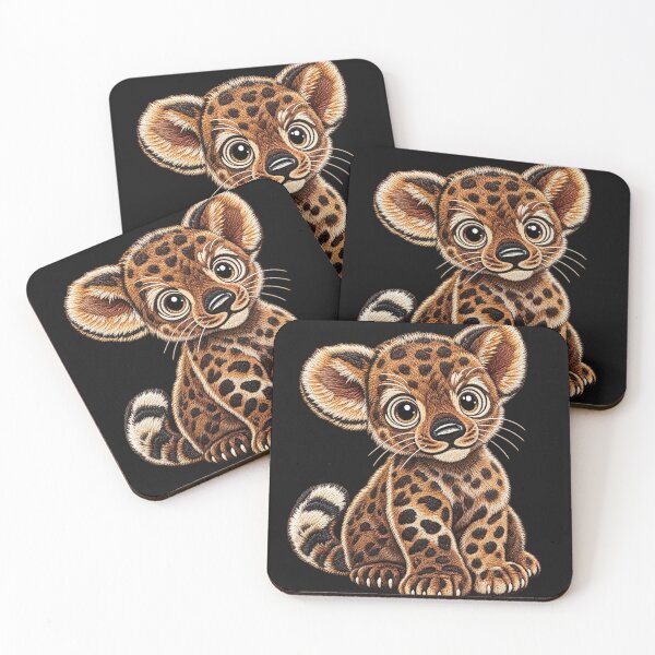 Item preview, Cute Leopard Cub Embroidery – Big Eyes Spotted Wild Cat Design designed and sold by Emoji Emblems.