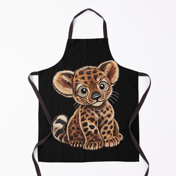 Item preview, Cute Leopard Cub Embroidery – Big Eyes Spotted Wild Cat Design designed and sold by Emoji Emblems.