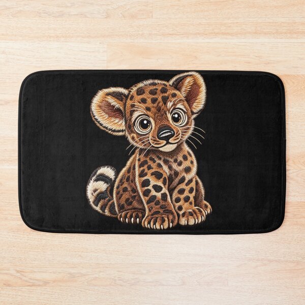 Item preview, Cute Leopard Cub Embroidery – Big Eyes Spotted Wild Cat Design designed and sold by Emoji Emblems.
