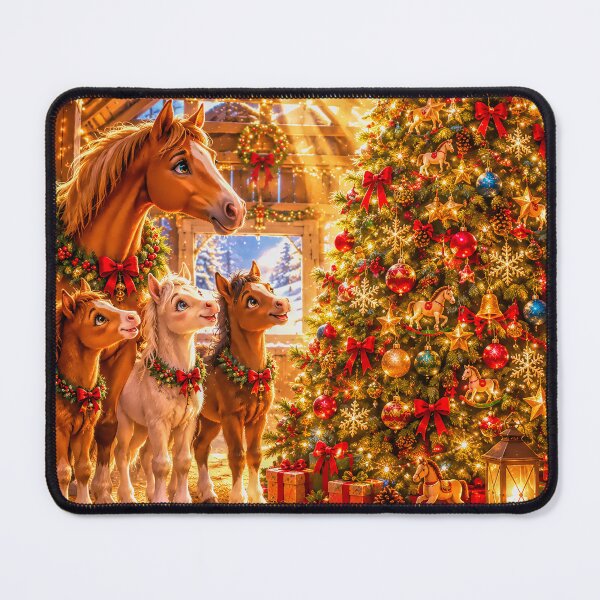 Item preview, Mother Pony and Foals in Christmas Barn Looking at Christmas Tree designed and sold by acceleratorhams.