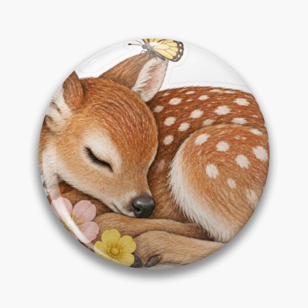 Item preview, Sleeping Fawn With Butterfly — Soft Cottagecore Woodland Sticker designed and sold by sinansuticer.