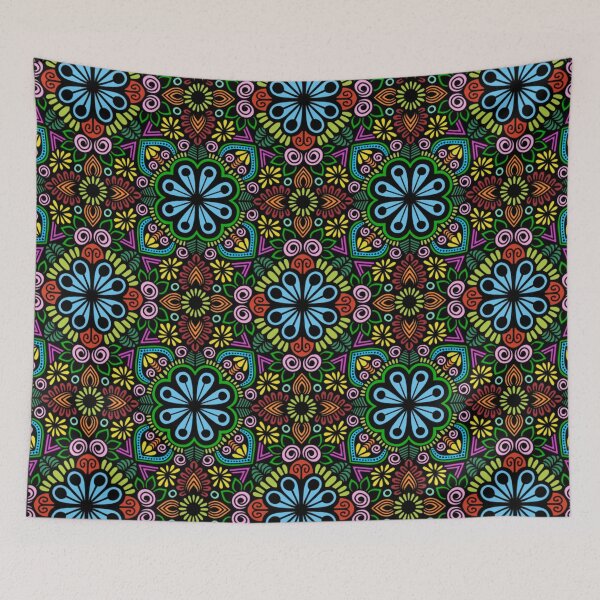 Item preview, Ethnic Mexican Floral Mandala Kaleidoscope Pattern designed and sold by FioreDiCiliegio.