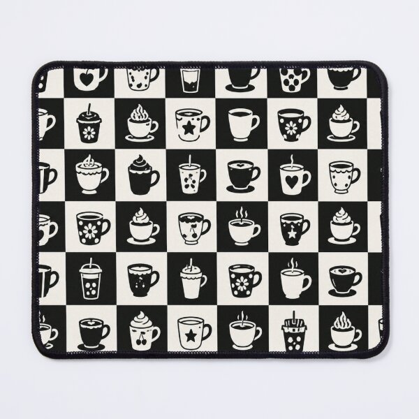 Item preview, Black & White Coffee Cup Checkerboard Pattern | Retro Coffee Lover Aesthetic designed and sold by TheStephanieRome.