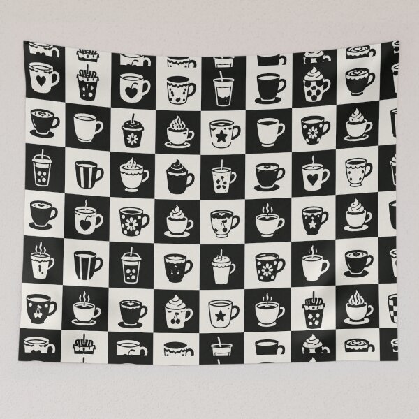 Item preview, Black & White Coffee Cup Checkerboard Pattern | Retro Coffee Lover Aesthetic designed and sold by TheStephanieRome.