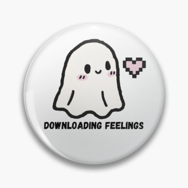 Item preview, Downloading Feelings – Cute Pixel Ghost Doodle Sticker designed and sold by MartynaMakes.