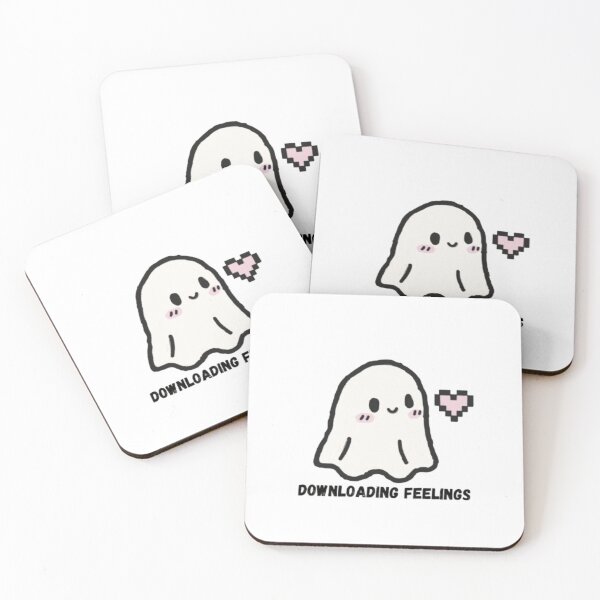 Item preview, Downloading Feelings – Cute Pixel Ghost Doodle Sticker designed and sold by MartynaMakes.
