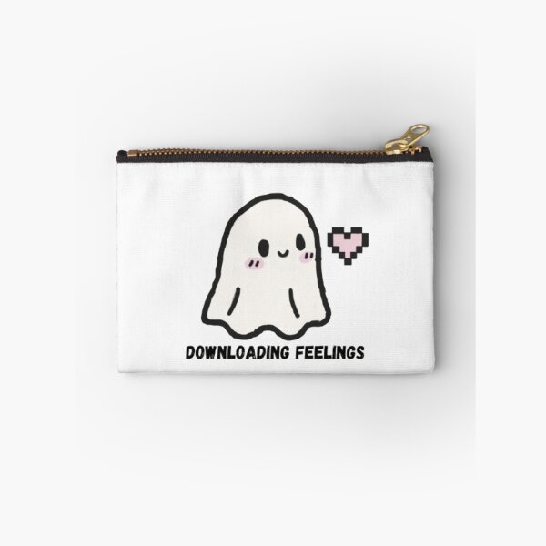 Item preview, Downloading Feelings – Cute Pixel Ghost Doodle Sticker designed and sold by MartynaMakes.