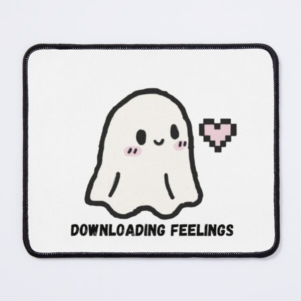 Item preview, Downloading Feelings – Cute Pixel Ghost Doodle Sticker designed and sold by MartynaMakes.