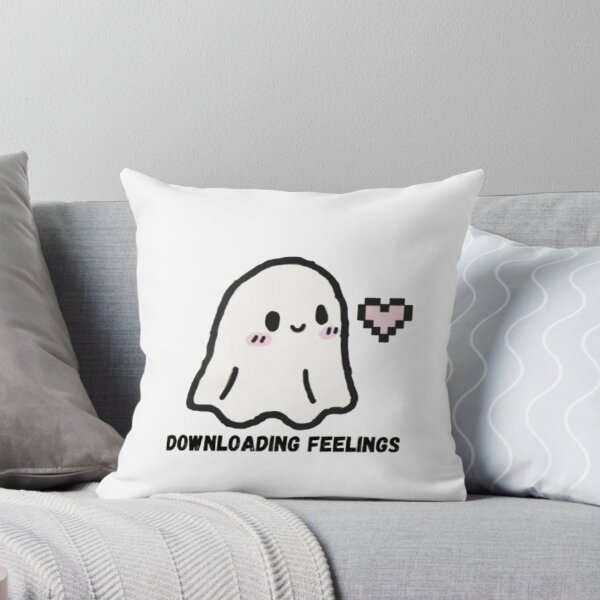 Item preview, Downloading Feelings – Cute Pixel Ghost Doodle Sticker designed and sold by MartynaMakes.