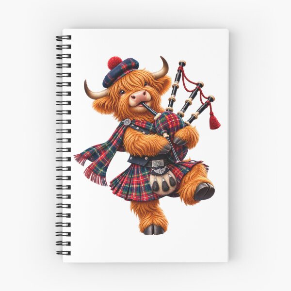 Item preview, Cute Scottish Highland Cow Bagpiper Playing Traditional Bagpipes designed and sold by MaedK.