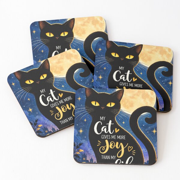 Item preview, My Cat Gives Me More Joy Than My Life – Funny Black Cat Moon Lover designed and sold by AbstractAuraArt.