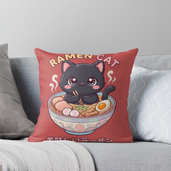 Item preview, Kawaii Black Cat Ramen Noodle Soup Bowl Sticker designed and sold by Hikariha Studio.