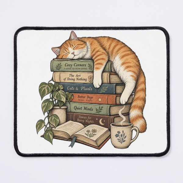 Item preview, Sleepy Ginger Cat Napping On Books designed and sold by WATEKE.