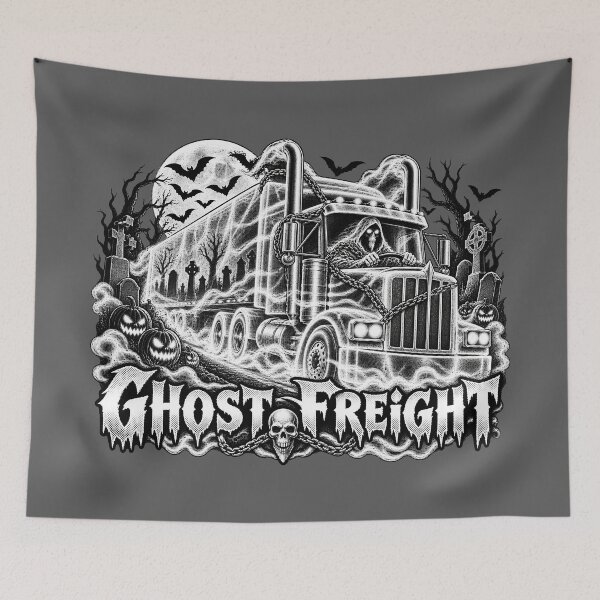 Item preview, Ghost Freight Monochrome Semi Truck - Black and White Phantom Driver Art designed and sold by NomadForge.