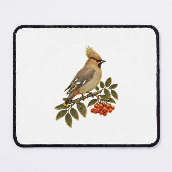 Item preview, Waxwing & Rowan Berry | Cosy Winter Woodland Bird Art | Birdwatcher Gift designed and sold by Brackenlume Studio.