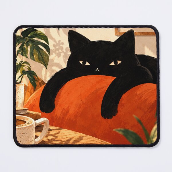 Item preview, Funny Black Cat Lover Gift | Lazy Cat Coffee Cozy Home designed and sold by AbstractAuraArt.