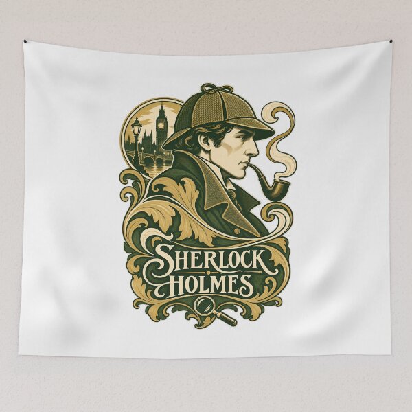 Item preview, Sherlock Holmes: Ornate Green London Portrait designed and sold by Fenay Designs.