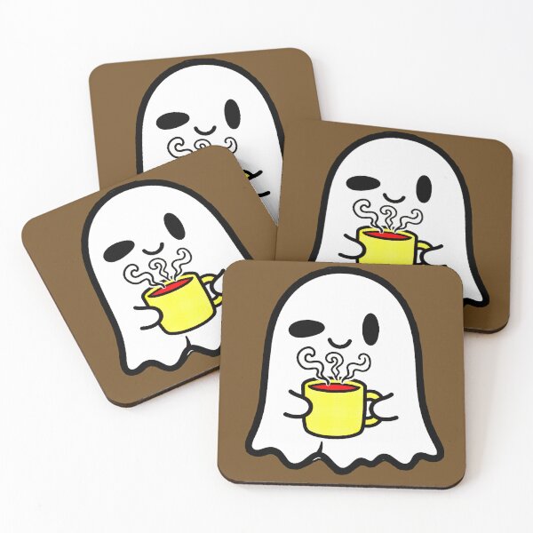 Item preview, Cute Ghost with Coffee - Adorable Halloween Ghost Drinking Coffee designed and sold by AstronautMerch.
