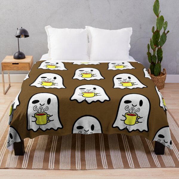 Item preview, Cute Ghost with Coffee - Adorable Halloween Ghost Drinking Coffee designed and sold by AstronautMerch.
