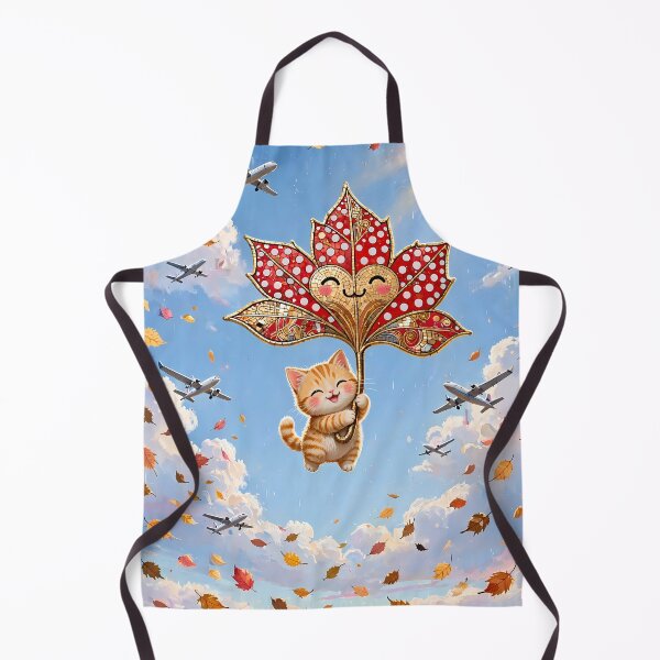 Item preview, Cute Kitten Flying with Mosaic Maple Leaf Umbrella designed and sold by m-y-A-I-A-R-T-.