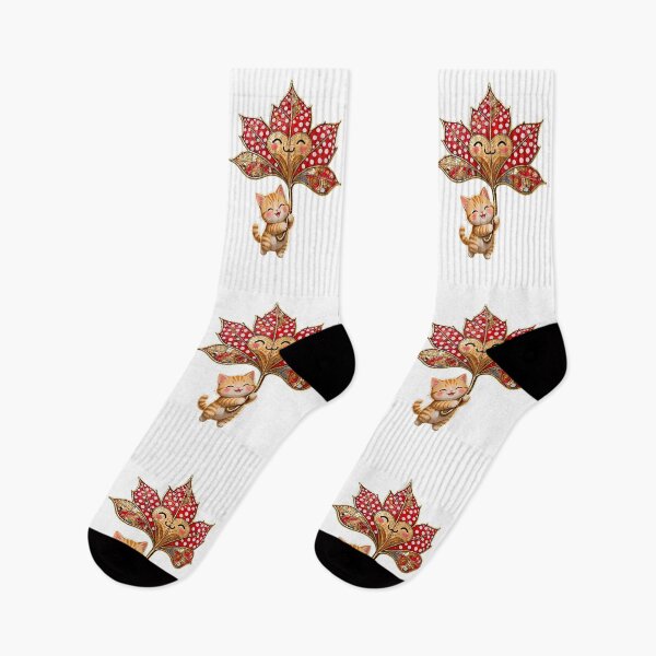 Item preview, Cute Kitten Flying with Mosaic Maple Leaf Umbrella designed and sold by m-y-A-I-A-R-T-.