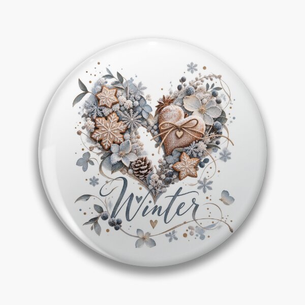 Item preview, Winter – Frosted Heart with Gingerbread and Flowers designed and sold by NiSchi LaVida.